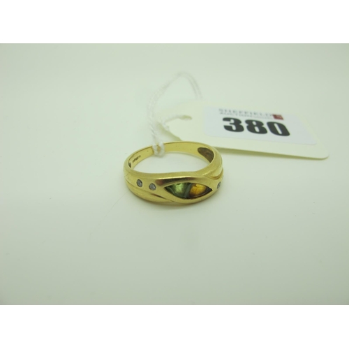 380 - A Modern 18ct Gold Dress Ring, rubover set (finger size P) (4.5grams).