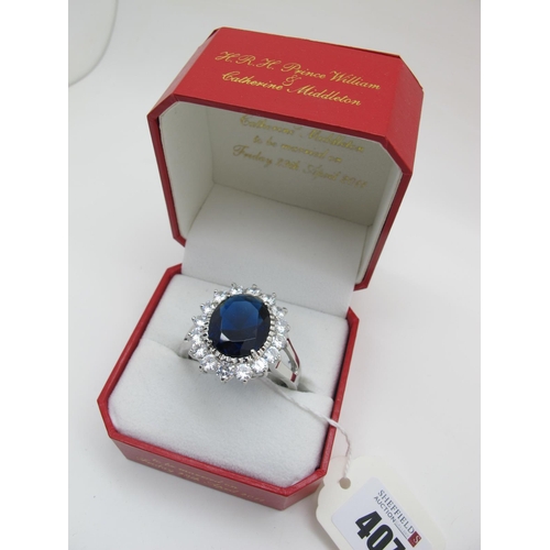 407 - A Modern Royal Commemorative Shop Display Style Novelty Ring, in original red presentation box, H.R.... 