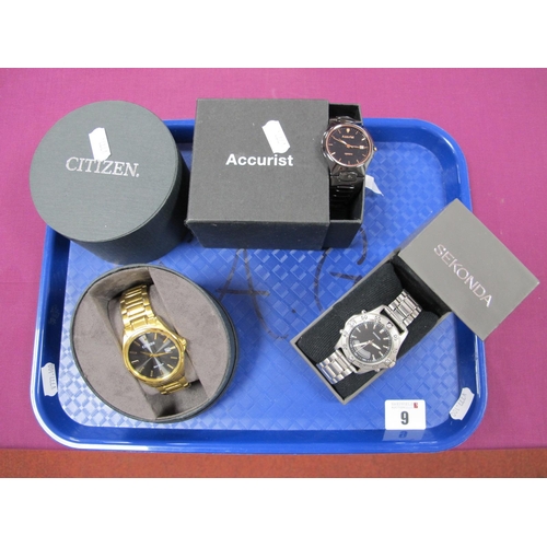 9 - Sekonda, Citizen and Sekonda Modern Gent's Wristwatches, boxed. (3)