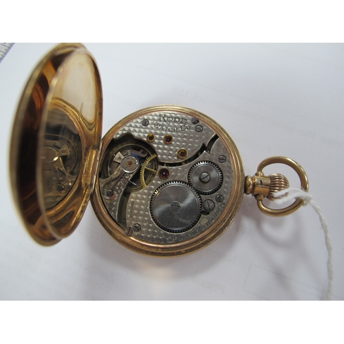 188 - A 9ct Gold Cased Hunter Pocket Watch, the white dial with black Roman numerals and seconds subsidiar... 