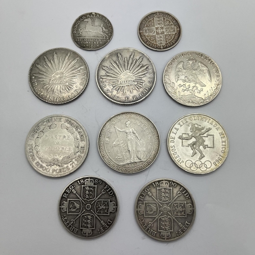 368 - Collection of G.B. World Silver Coins, includes a 1764 Kark I 1/3 Thaler, 1909 British Trade Dollar,... 