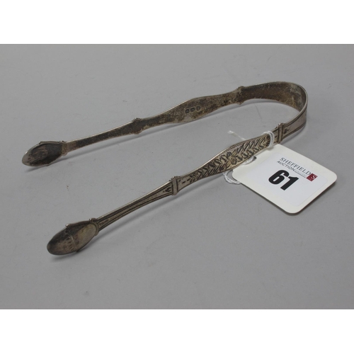 61 - A Pair of Georgian Hallmarked Silver Sugar Tongs, Peter, Ann & William Bateman, London 1803, of shap... 