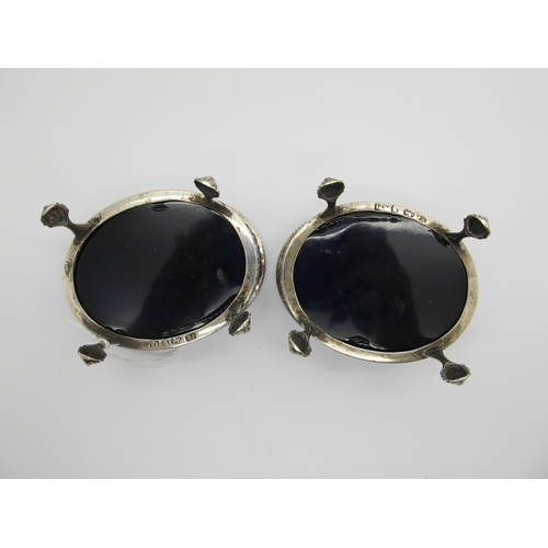 76 - A Pair of Decorative Georgian Hallmarked Silver Salts, Hester Bateman, London 1775, each of oval pie... 