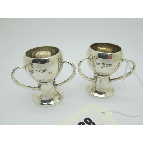 83 - A Pair of Arts & Crafts Style Miniature Hallmarked Silver Tygs, Goldsmiths & Silversmiths Co Ltd, Lo... 