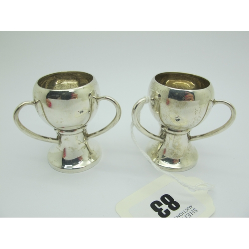 83 - A Pair of Arts & Crafts Style Miniature Hallmarked Silver Tygs, Goldsmiths & Silversmiths Co Ltd, Lo... 