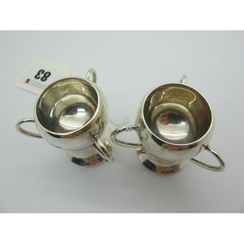 83 - A Pair of Arts & Crafts Style Miniature Hallmarked Silver Tygs, Goldsmiths & Silversmiths Co Ltd, Lo... 