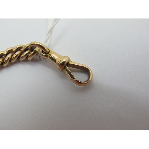 227 - A 9ct Gold Curb Link Albert Chain, to single swivel clasp, suspending a T-bar, 19.5cm long (27.5gram... 