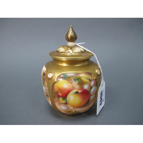 1042 - A Royal Worcester Porcelain Pot Pourri Vase and Cover, of lobed globular form, painted and indistinc... 