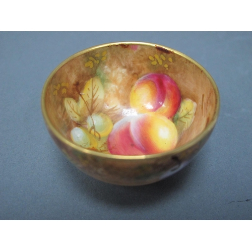 1067 - A Royal Worcester Porcelain Miniature Bowl, of circular form, painted with ripening fruit against a ... 