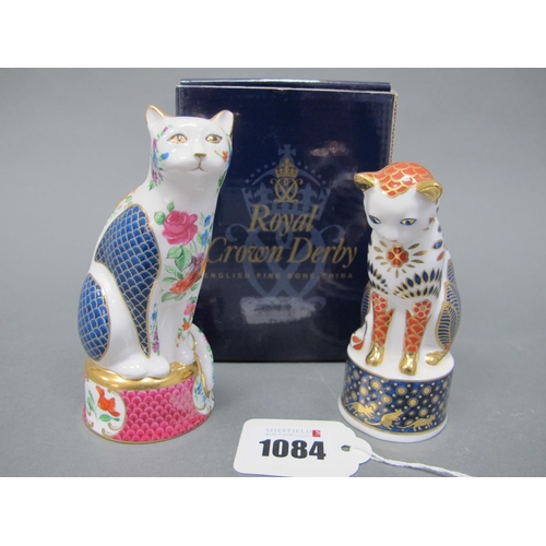 1084 - Two Royal Worcester Candle Snuffer Cats, 'Giles Cat' and 'Nelson Cat', 10-11.5cm high, one boxed. (2... 