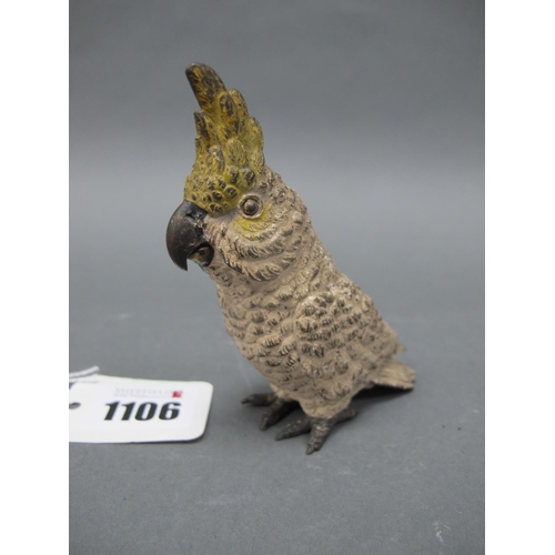 1106 - An Austrian Cold Painted Bronze Model of a Cockatoo, in the manner of Bergman, unmarked, 9cm high.