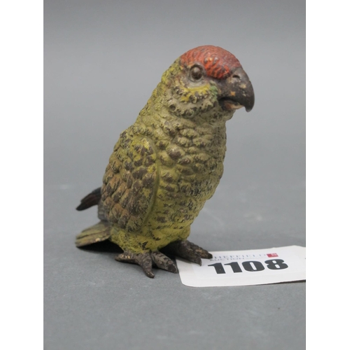 1108 - An Austrian Cold Painted Bronze Model of a Parrot, the base marked 'Geschutzt in the manner of Bergm... 