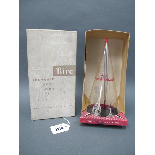 1114 - A 1951 Festival of Britain Skylon Souvenir Biro Desk Pen, housed within a printed cellophane cone, t... 