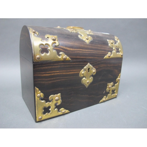 1117 - A Mid XIX Century Coromandel Box, of domed rectangular form with elaborate brass mounts and oval Ash... 