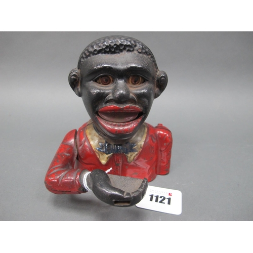 1121 - A Late XIX Century 'Little Joe Bank' Cast Iron Money Box, with painted decoration, 13cm high.