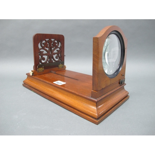 1127 - A Mid Victorian Mahogany Graphascope, with hinged platform base with one lens, the other end with pi... 