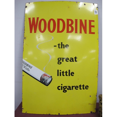 1143 - A Vintage Enamel Sign 'Woodbine The Great Little Cigarette', against a yellow ground, 91 x 61cm.