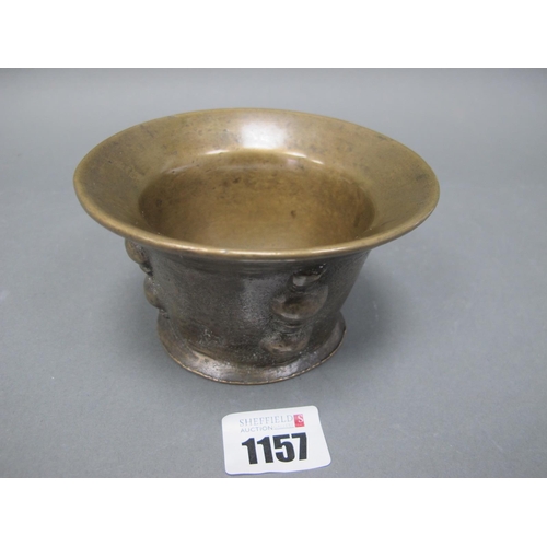 1157 - A Heavy Bronze Mortar, possibly XVIII Century, of tapered circular form applied with geometric forms... 