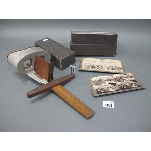 1167 - An Underwood and Underwood Stereoscopic Viewer and Thirty-Eight Cards, including the Siege of Port A... 