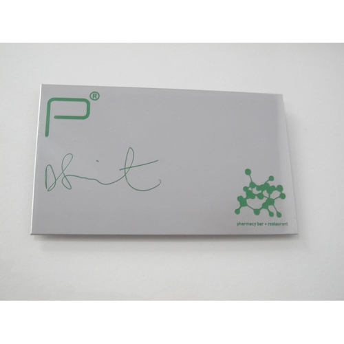 1309 - DAMIEN HIRST *ARR VIP Drinks Mat Pharmacy Bar - Restaurant, Notting Hill 2003, mounted, framed and g... 