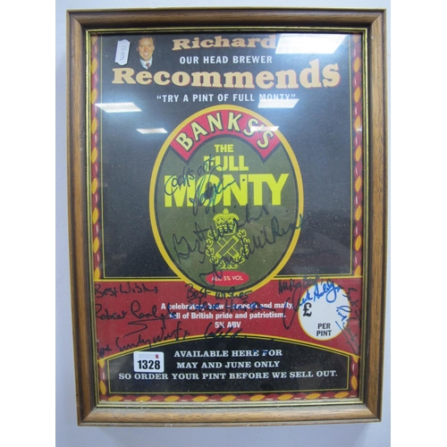 1328 - A Bank's 'The Full Monty' Poster, signed by the cast including Robert Carlisle, Mark Addy, etc.