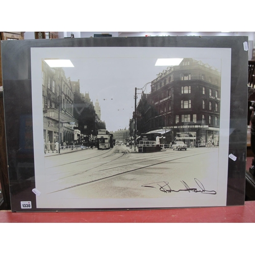 1330 - A Reproduction Vintage Photograph of Coles Corner, Sheffield, inscribed 'Richard Hawley', 46 x 56.5c... 