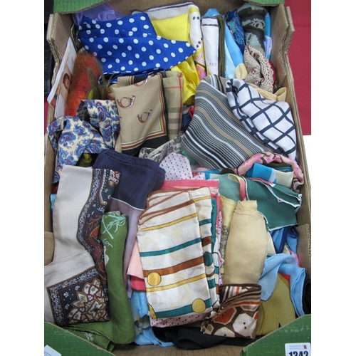 1342 - A Large Collection of Vintage Scarves, including many silk:- One Box