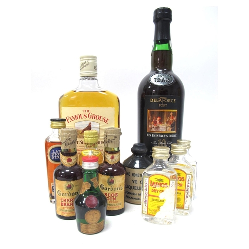 1390 - Spirits - Delaforce Port, 10 years old, Famous Grouse Whisky, 50ml, Nine Assorted Miniatures, includ... 