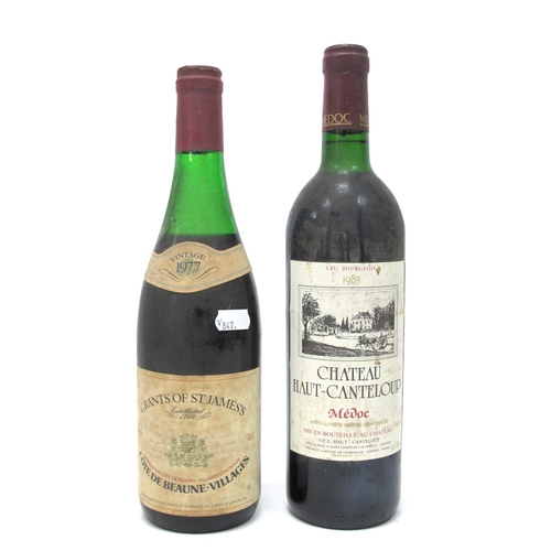 1406 - Wines - Grants Of St James's Vintage 1977 Cote De Beaune Villages, 70cl.; Chateau Haut Canteloup Med... 