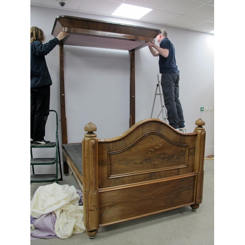 1447 - A XIX Century Mahogany Half Tester Bed, with canopy top and back supports, foot board with finial to... 