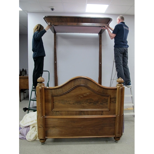 1447 - A XIX Century Mahogany Half Tester Bed, with canopy top and back supports, foot board with finial to... 