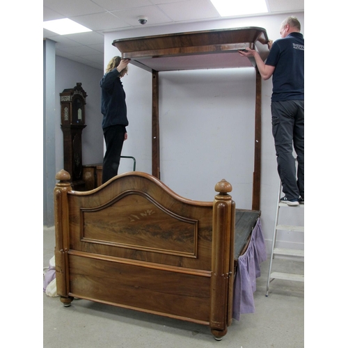 1447 - A XIX Century Mahogany Half Tester Bed, with canopy top and back supports, foot board with finial to... 