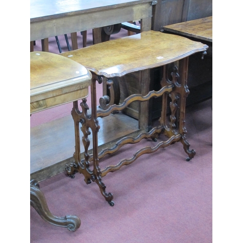 1480 - A Mid XIX Century Walnut Occasional Table, with a shaped quarter veneered top, turned finials to und... 