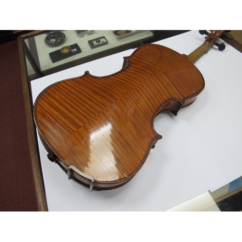 1146 - An Early XX Century Violin, with two-piece back, no label, with two bows, in case, length of back 36... 