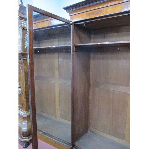 1490 - An Early XX Century Satinwood Two Door Wardrobe, with a stepped cornice, Greek key frieze, crossband... 