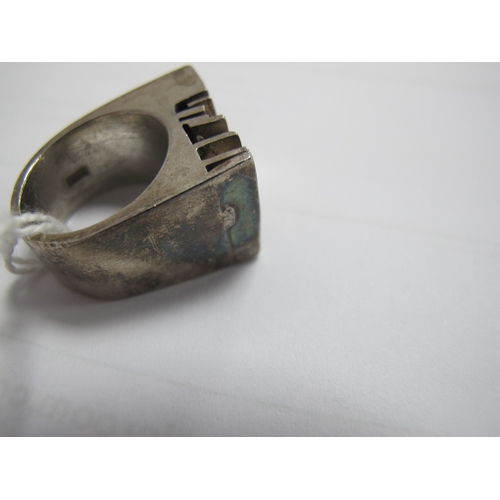 207 - A Stylish Modernist Hallmarked Silver Dress Ring, Peter Guy Watson, London 1971, of abstract design ... 