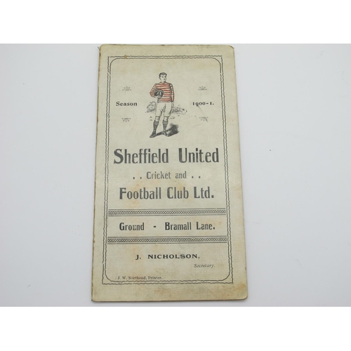 281 - 1900-1 Sheffield United Players Fixture Card for League & Reserve Team Games, with extract from Agre... 