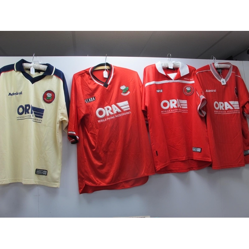 305 - Barnsley F.C Red Home Shirt, by Pelada size 42-44, Admiral size L (X2), and cream away size L, all b... 