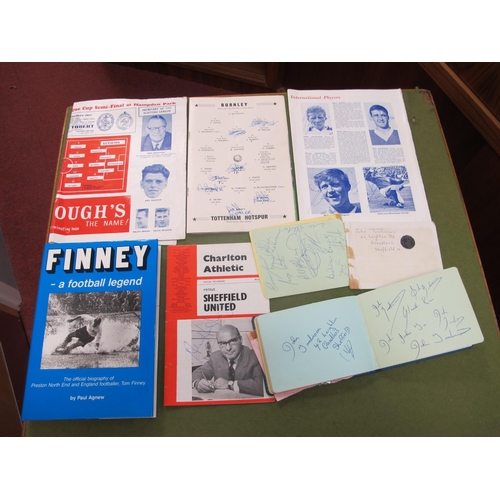 356 - Autographs - Tom Finney on Biography, , Tottenham and Burnley on 1962 Cup Final programme, Denis Law... 