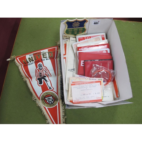 461 - Sheffield United Pennant by Coffer, plastic Sheaf Crest, Christmas card circa 1970, reserves program... 