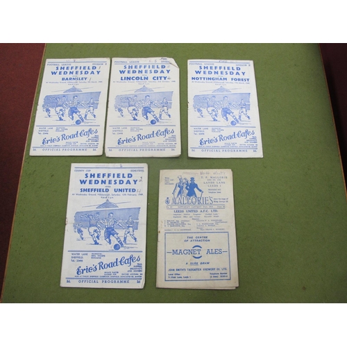 498 - Sheffield Wednesday 1948-9 Programmes, v. Lincoln, Barnsley, Sheffield United - County Cup semi fina... 