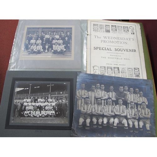 506 - Sheffield Wednesday Team Photographs 1929-30 with League Championship Trophy, 15.5 x 21cm. 1931-32, ... 