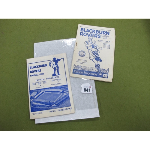 541 - Blackburn Rovers Home Programmes, 1948 v. Coventry, 53-4 v. Fulham, (2).