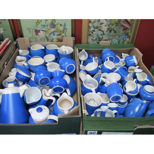 1017 - A Large Quantity of Devon Blue Place Name Pottery;- Two Boxes.