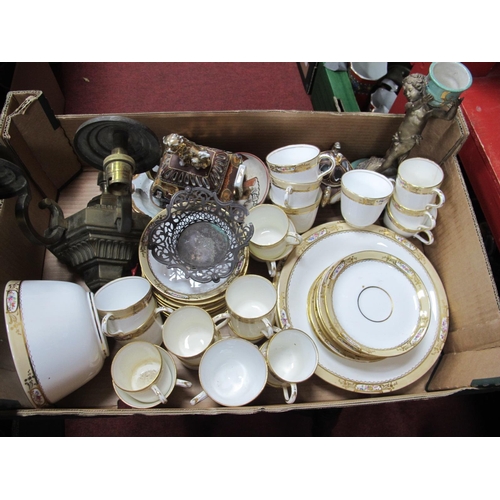 1023 - A China Tea/Coffee Service, Japanese brass wall light, etc:- One Box.