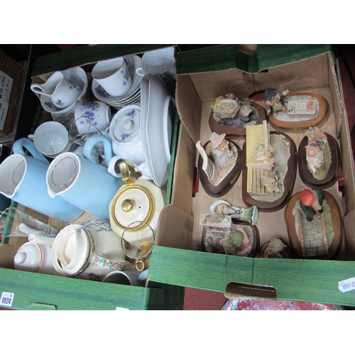 1024 - Victoria China, tea service, tea pots, Leonardo figurine groups.