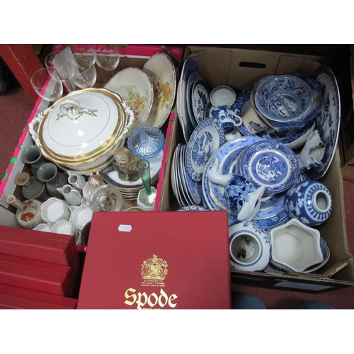 1036 - Four Spode 'Maritime' Collectors Plates, G.Jones Abbey octagonal bowl, Doulton silicon vases, wine g... 