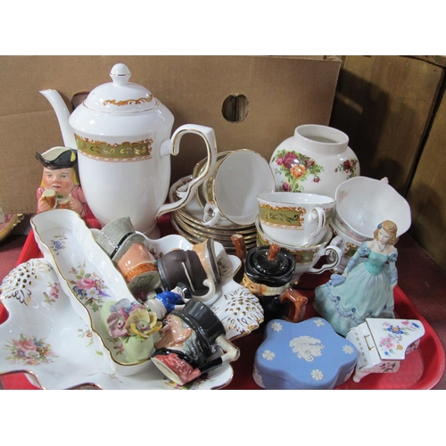 1087 - Stafford 'Park Lane' Coffee Ware, Coalport figurine, small character jugs, Wedgwood, Hammersley, oth... 