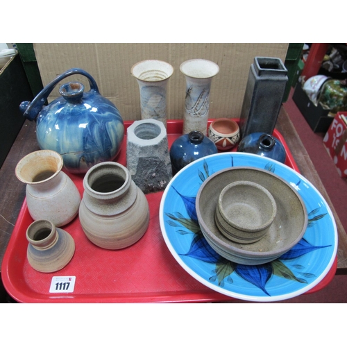 1117 - Studio Pottery, vases, bowls, Ingleton pottery vase:- One Tray.