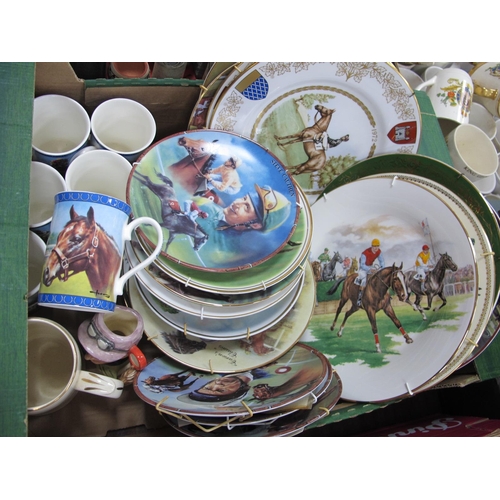 1118 - Horse Racing Themed Mugs, Plates, including Spode, Salisbury, Danbury Mint, Doulton The Jockey small... 